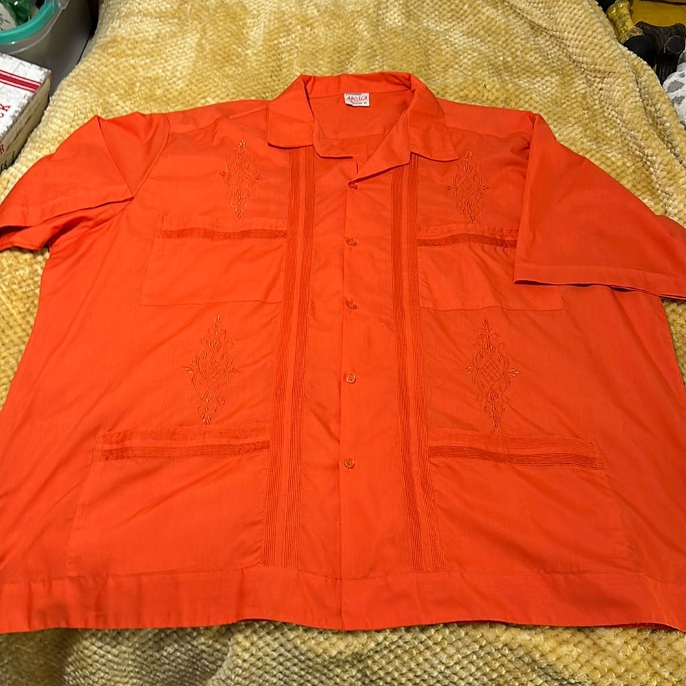 Abdala Men’s Guayabera Orange Size 50